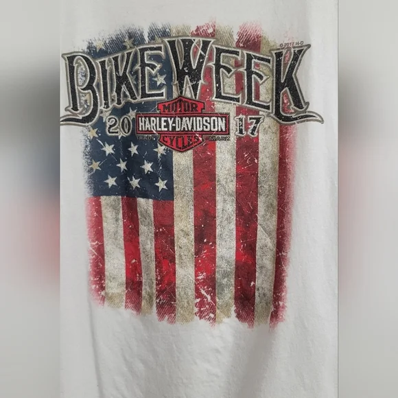 Harley-Davidson White Tee with American Flag Graphic โ Size XL - Picture 2 of 5